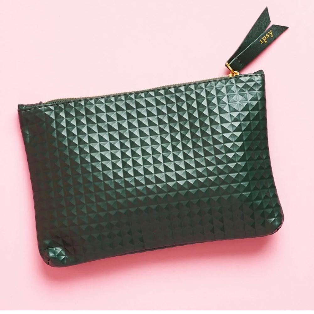 Ipsy Green Geometric Glam Cosmetic Bag